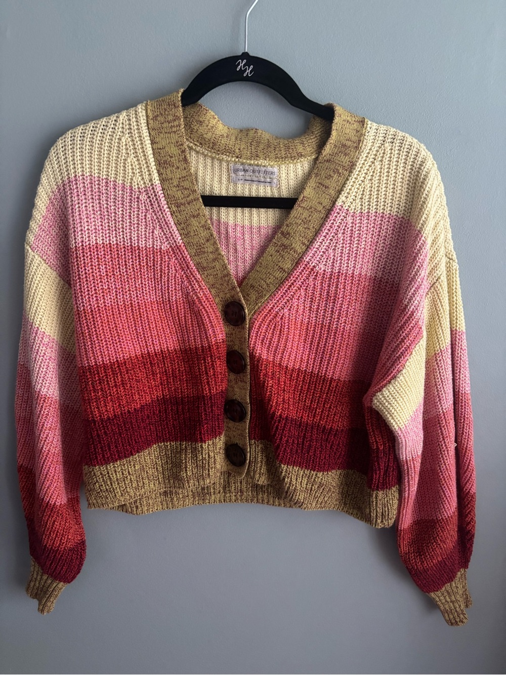 Urban Outfitters Turner Ribbed Sunset Striped Cropped Cardigan Sweater SP